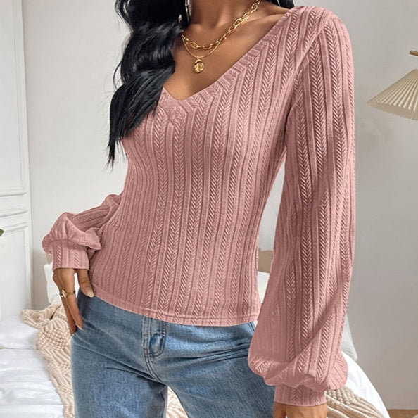 Chemise à manches bouffantes, coupe slim, élégante, tricotée