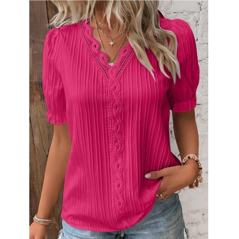 Chemise à manches courtes ajourée pour les vacances d'été