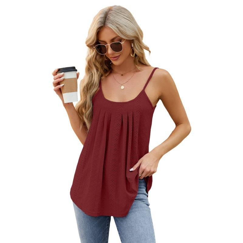 Cross-Border T-shirt Sleeveless Hollow-out Camisole U-neck Vest