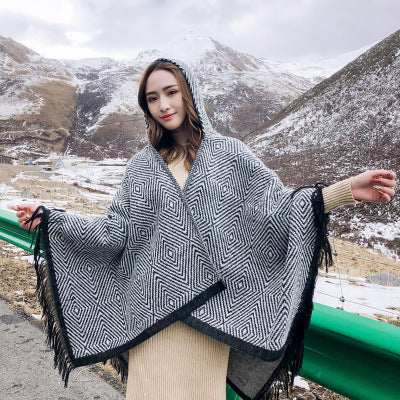 Double-sided geometric imitation cashmere scarf