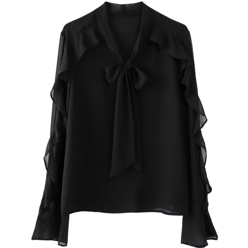 Chemise en mousseline à volants et col en V