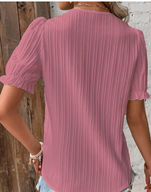 Chemise à manches courtes ajourée pour les vacances d'été
