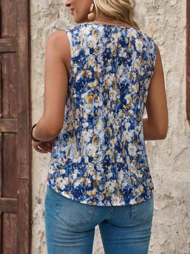 T-shirt d'été décontracté sans manches à col en V pour femme