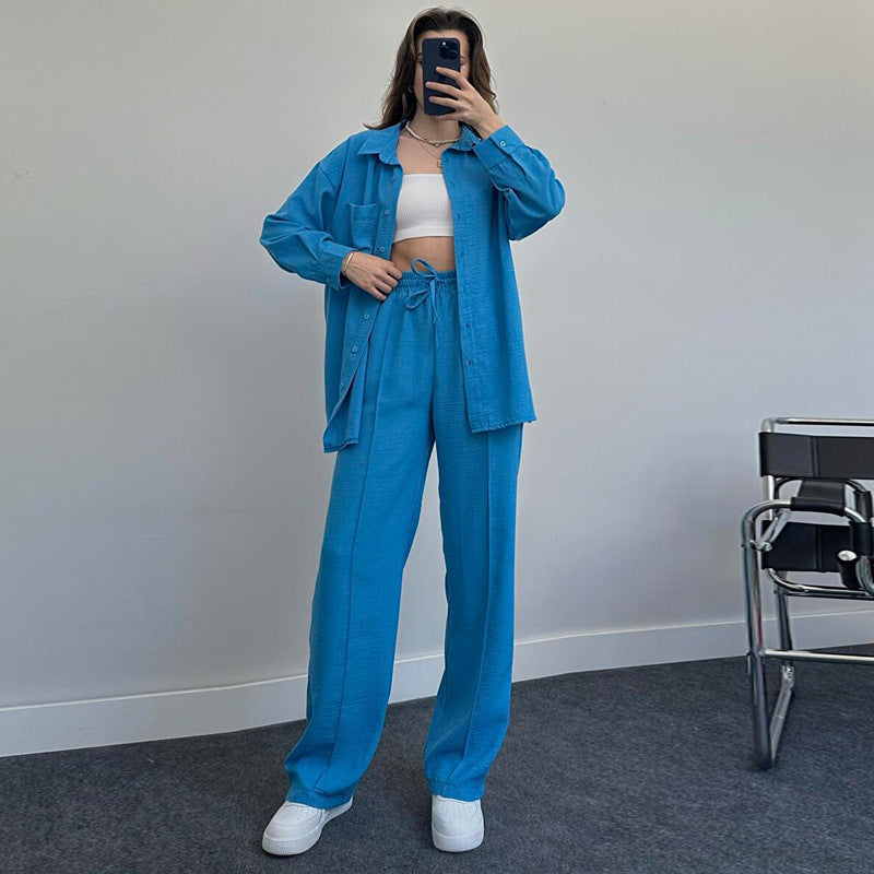 Chemise décontractée de couleur unie pour femme