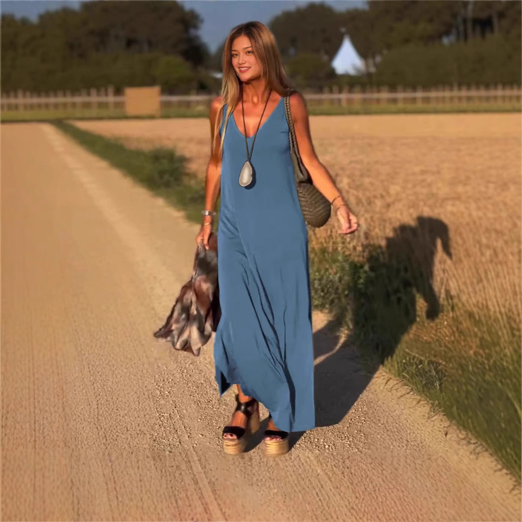 Robe sexy pour femme avec ceinture et col en V