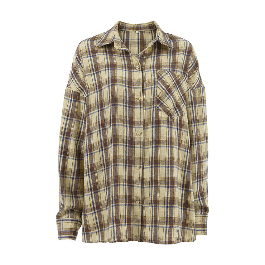 Chemise à carreaux rétro tendance pour femme