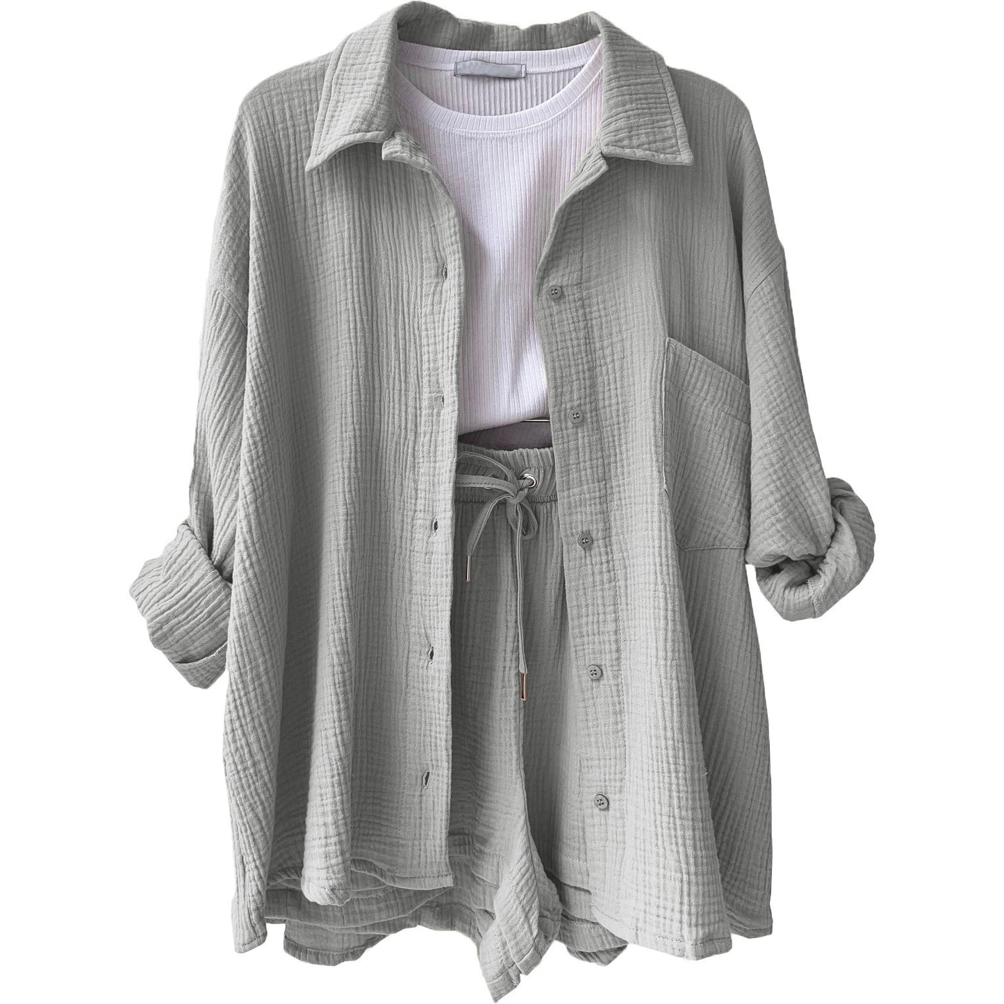 Ensemble chemise à manches longues et short décontracté