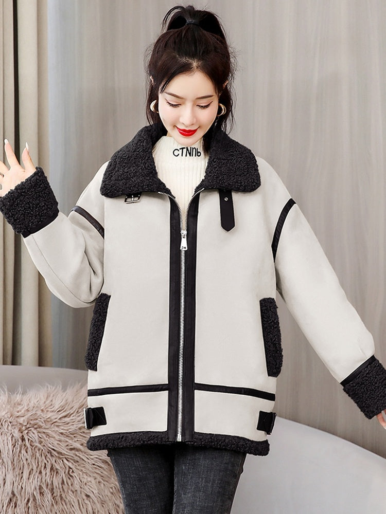 Suede Thickened Lamb Coat Women's Cashmere