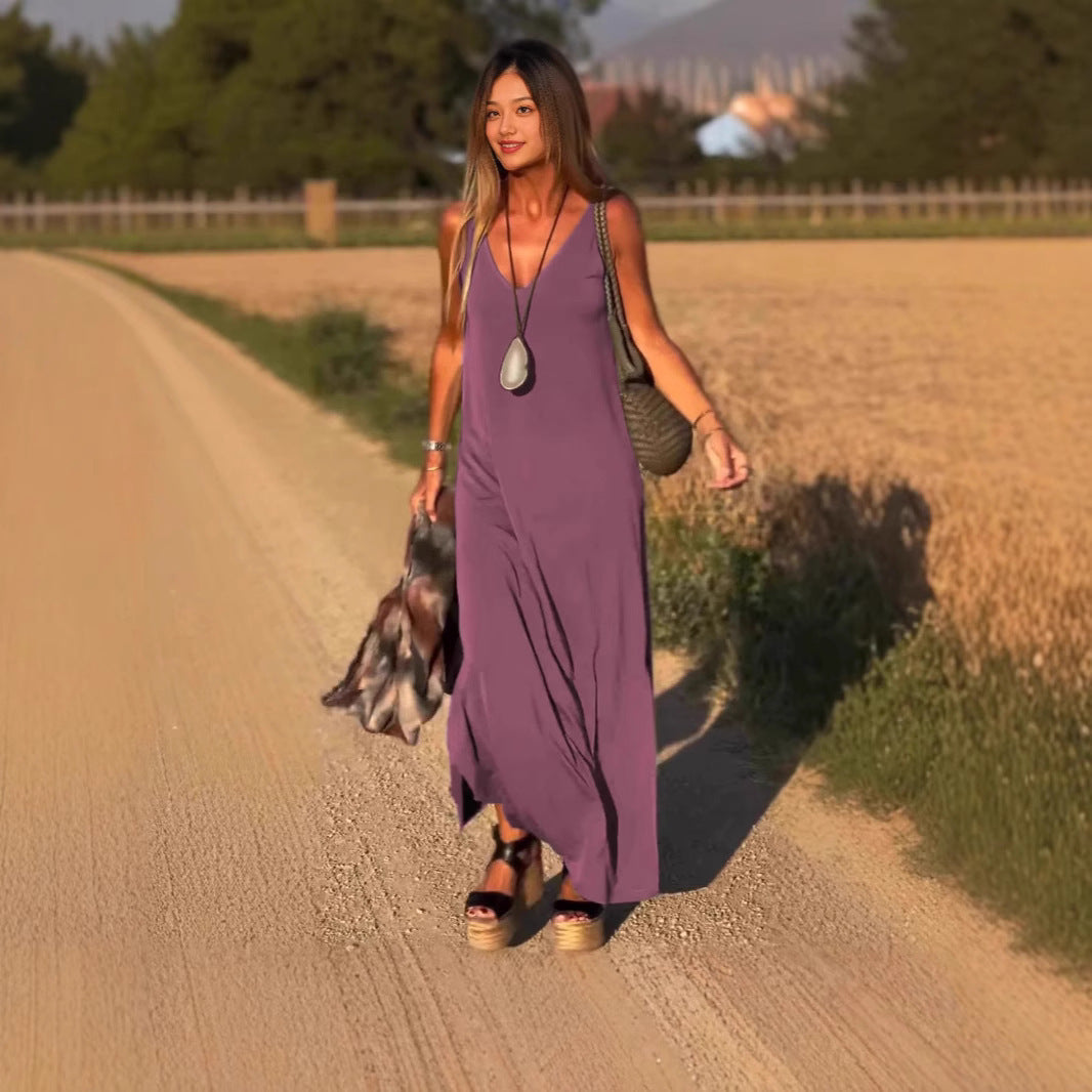 Robe sexy pour femme avec ceinture et col en V