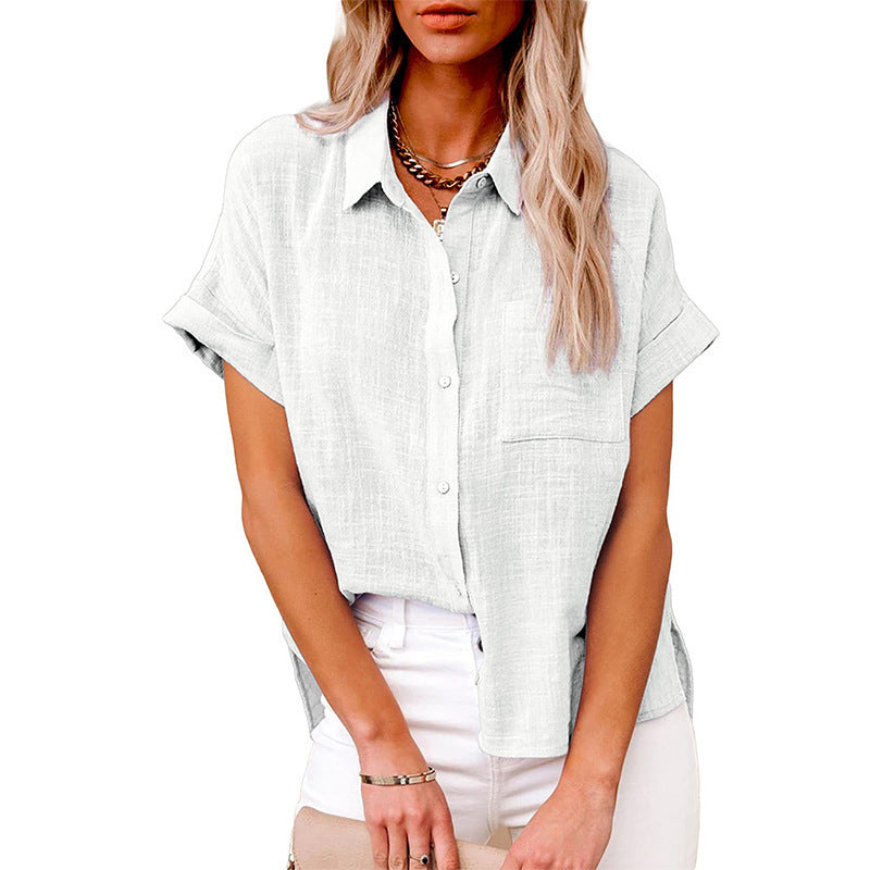 Chemise décontractée en coton et lin avec poche