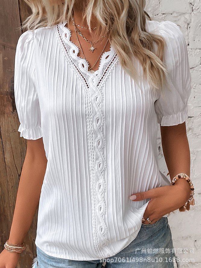 Chemise à manches courtes ajourée pour les vacances d'été