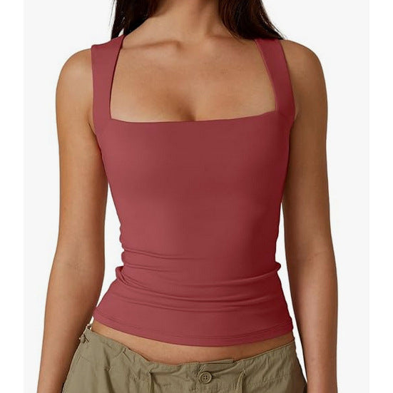Pull d'été élégant en soie de lait à col carré pour femme
