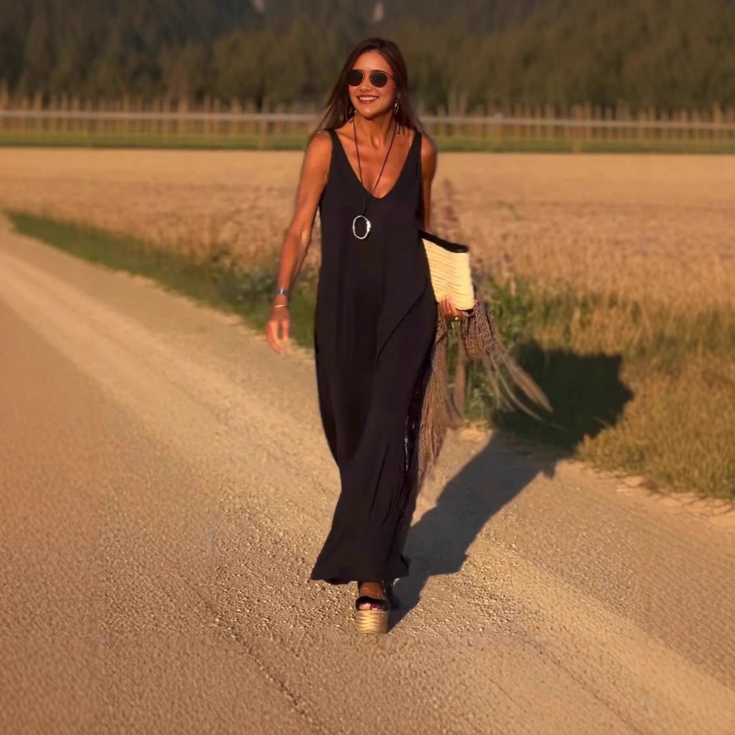 Robe sexy pour femme avec ceinture et col en V