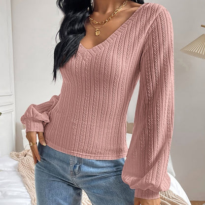 Chemise à manches bouffantes, coupe slim, élégante, tricotée