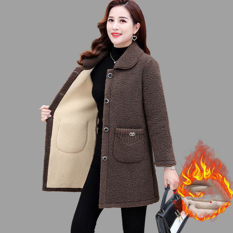 Women's Cashmere Thickened Lamb Wool Coat
