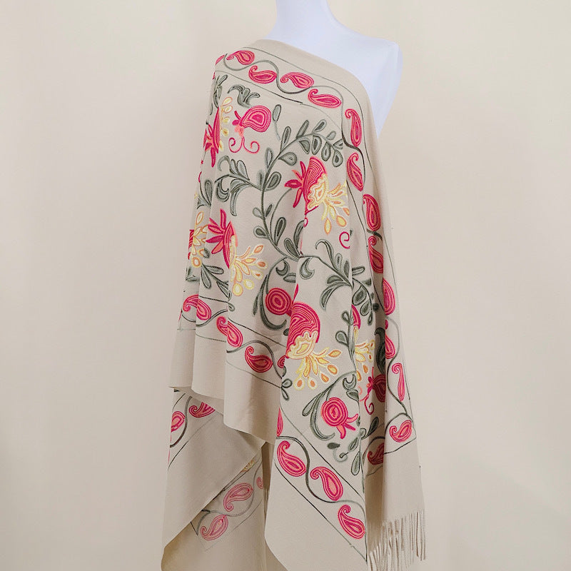 Gourd Pomegranate Blossom Embroidery Scarf Cashmere Shawl