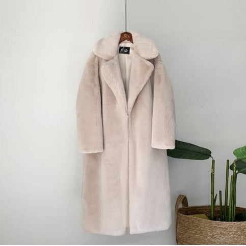 Women's Fur Long Plus Cotton Cashmere Coat