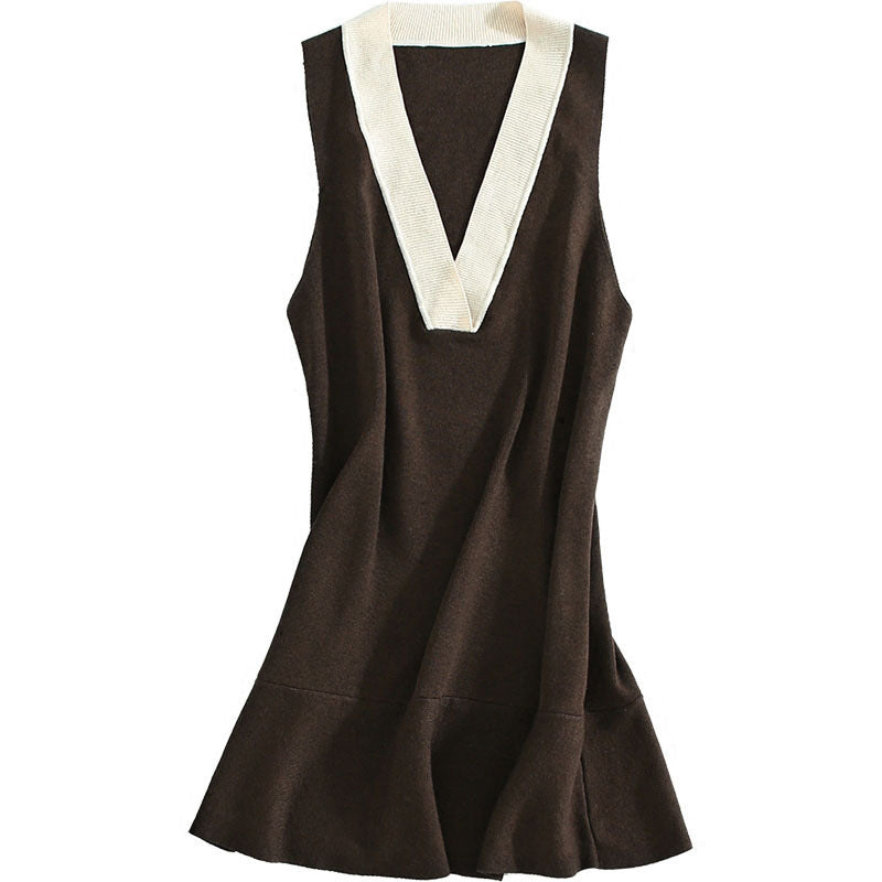 Mid-length padded cashmere vest skirt