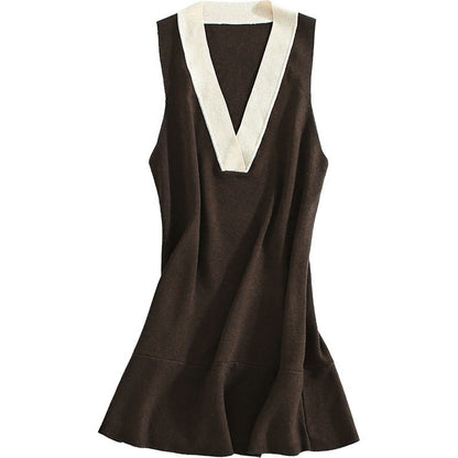 Mid-length padded cashmere vest skirt