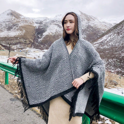 Double-sided geometric imitation cashmere scarf