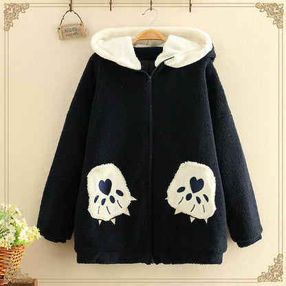 Cute college style cashmere cotton padded jacket