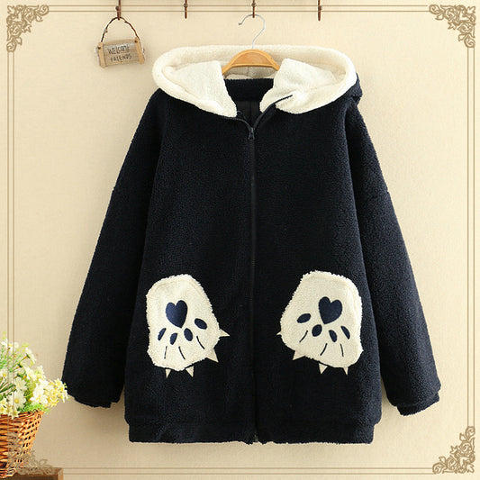 Cute college style cashmere cotton padded jacket