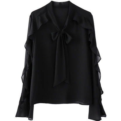 Chemise en mousseline à volants et col en V