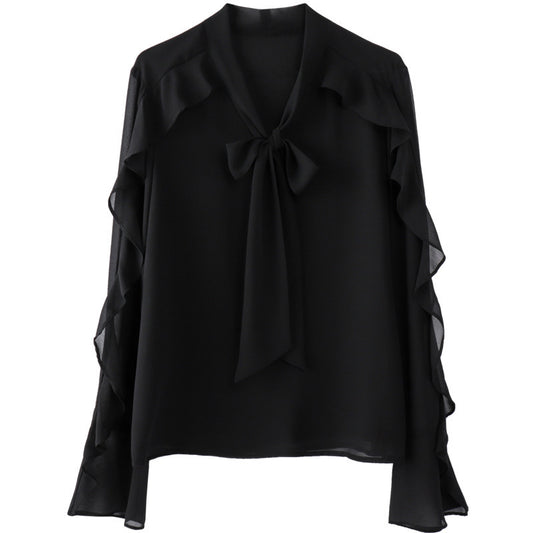 Chemise en mousseline à volants et col en V
