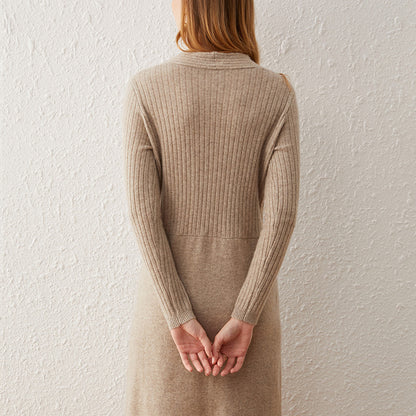 Cashmere V-neck Mid-length Wool Dress
