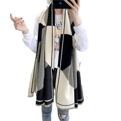 New Double-sided Geometric Imitation Cashmere Scarf