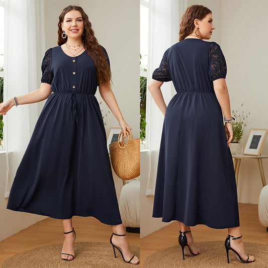 Robe noire grande taille pour femme, style tendance