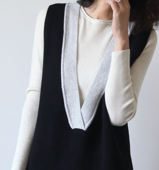 Mid-length padded cashmere vest skirt