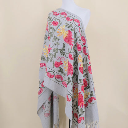 Gourd Pomegranate Blossom Embroidery Scarf Cashmere Shawl