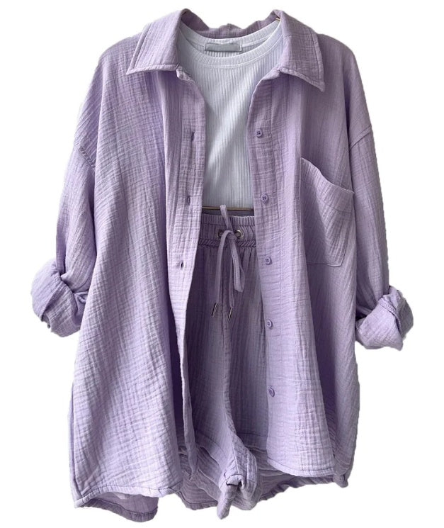 Ensemble chemise à manches longues et short décontracté