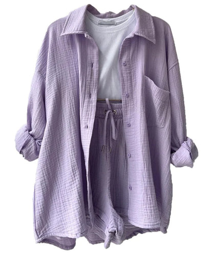 Ensemble chemise à manches longues et short décontracté