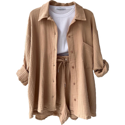 Ensemble chemise à manches longues et short décontracté