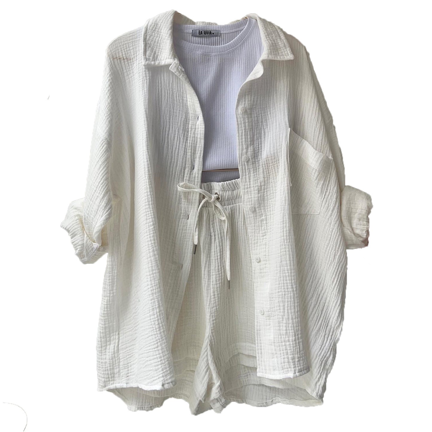 Ensemble chemise à manches longues et short décontracté