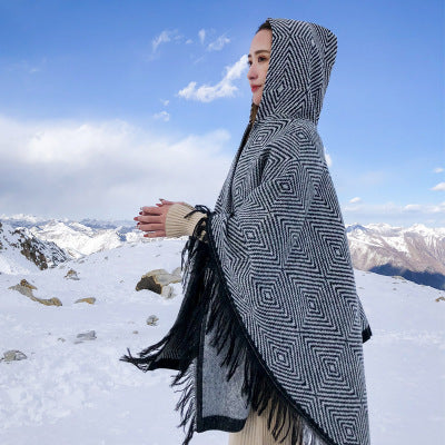 Double-sided geometric imitation cashmere scarf