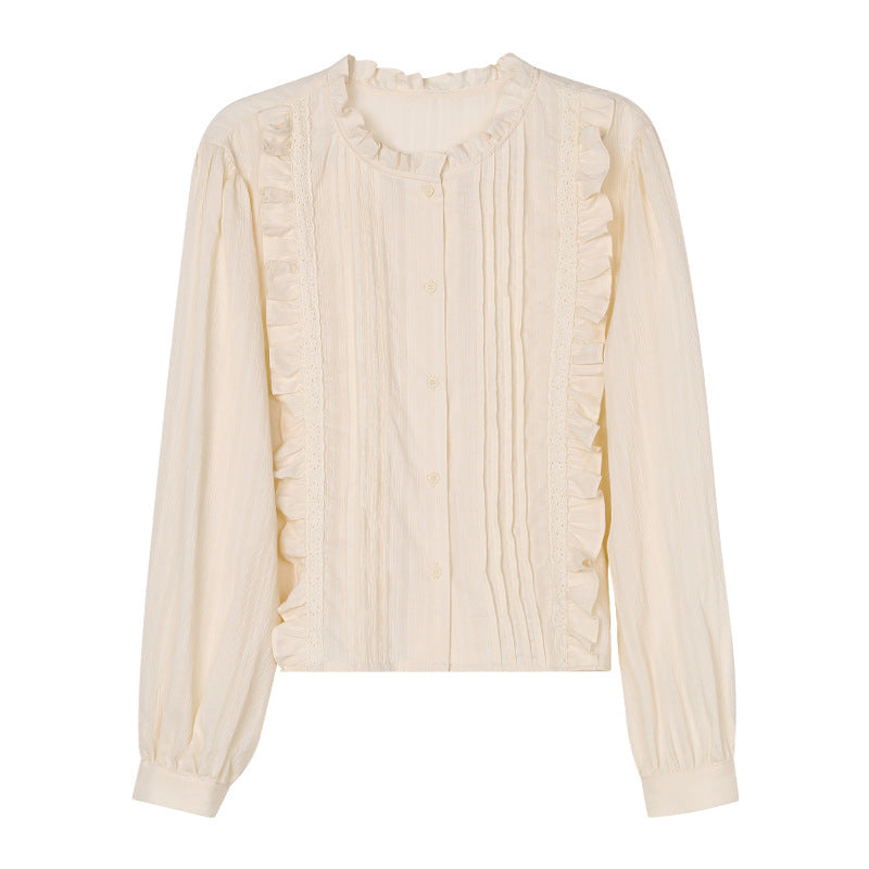 Chemisier simple boutonnage style doux avec col lotus