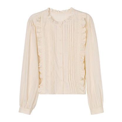 Chemisier simple boutonnage style doux avec col lotus