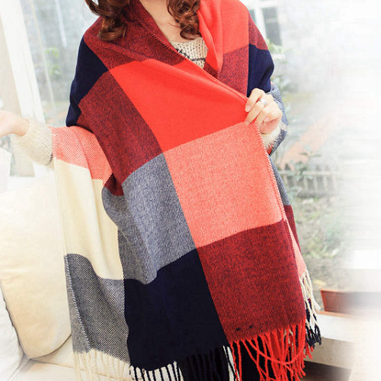 Women's Cashmere-like Plaid Scarf Fashionable Warm