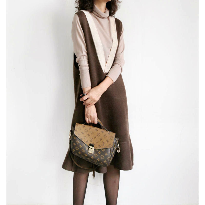 Mid-length padded cashmere vest skirt