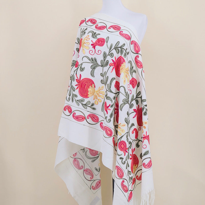 Gourd Pomegranate Blossom Embroidery Scarf Cashmere Shawl