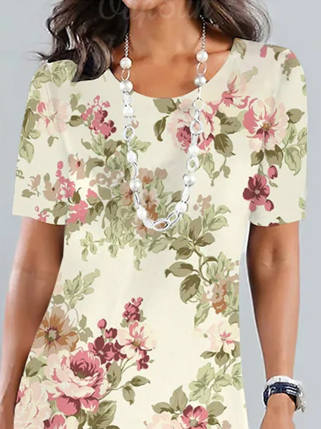 Robe fleurie vintage au design moderne pour femme
