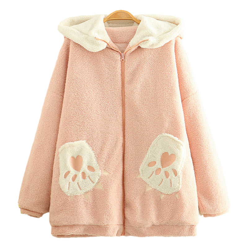 Cute college style cashmere cotton padded jacket
