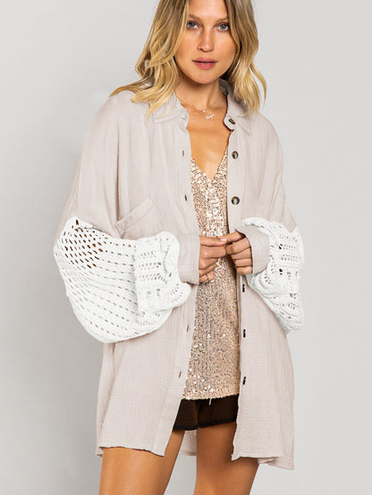 Chemise en crêpe à coutures en dentelle pour femme