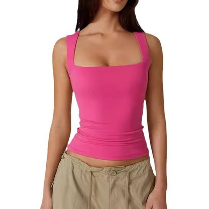 Pull d'été élégant en soie de lait à col carré pour femme