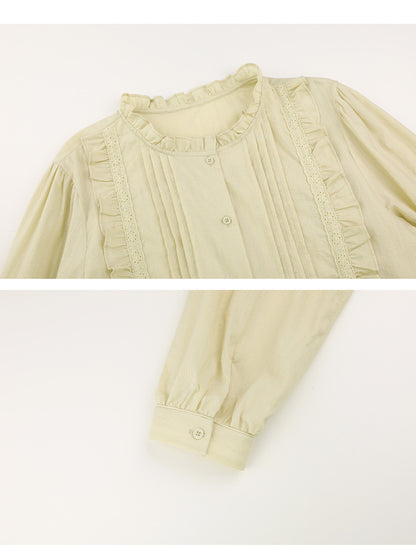 Chemisier simple boutonnage style doux avec col lotus