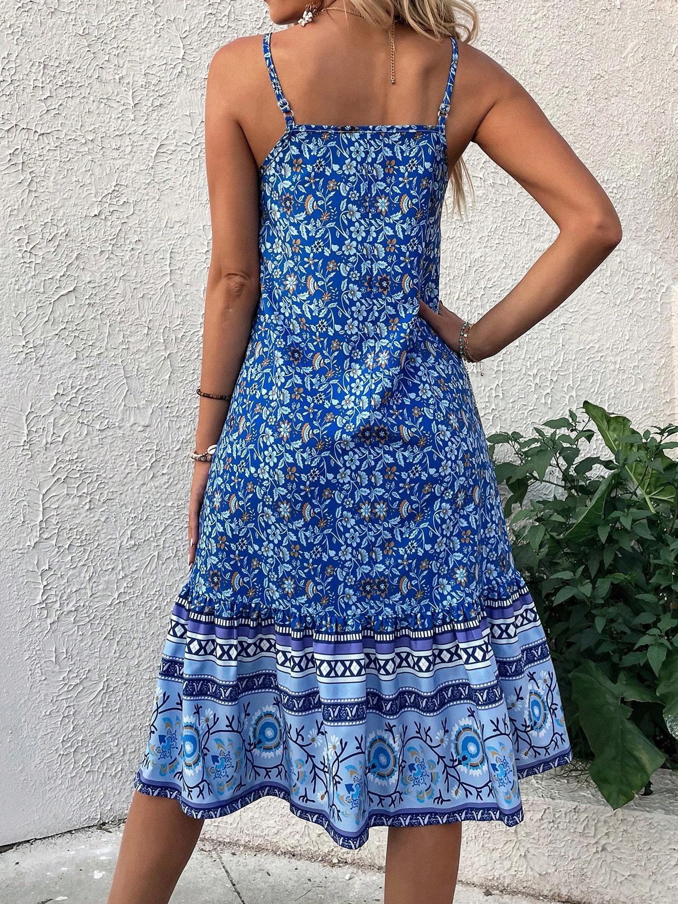 Robe longue décontractée imprimée sans manches pour femme