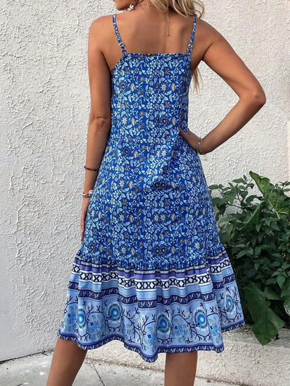 Robe longue décontractée imprimée sans manches pour femme